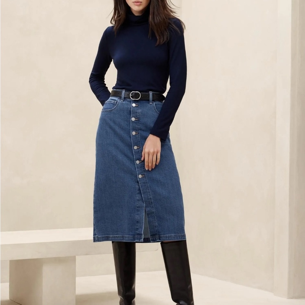 Banana Republic Factory 90's Inspired Denim Midi Skirt Sz 30/10R NWT